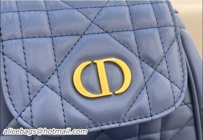 Most Popular Dior Small Dior Caro Backpack Bag in Macrocannage Lambskin D1001 Blue 2024