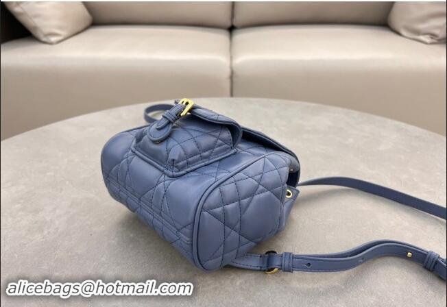 Most Popular Dior Small Dior Caro Backpack Bag in Macrocannage Lambskin D1001 Blue 2024