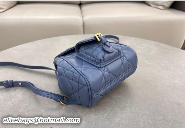 Most Popular Dior Small Dior Caro Backpack Bag in Macrocannage Lambskin D1001 Blue 2024