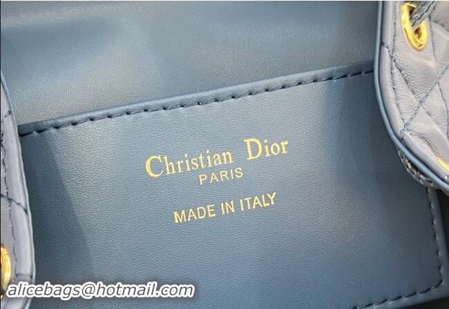 Most Popular Dior Small Dior Caro Backpack Bag in Macrocannage Lambskin D1001 Blue 2024