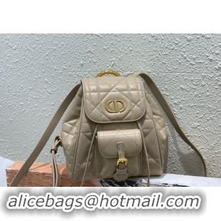 Well Crafted Dior Small Dior Caro Backpack Bag in Macrocannage Lambskin D1001 Biscuit Beige 2024