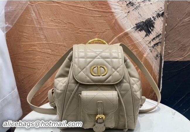 Well Crafted Dior Small Dior Caro Backpack Bag in Macrocannage Lambskin D1001 Biscuit Beige 2024