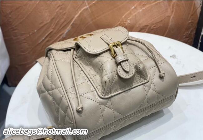 Well Crafted Dior Small Dior Caro Backpack Bag in Macrocannage Lambskin D1001 Biscuit Beige 2024