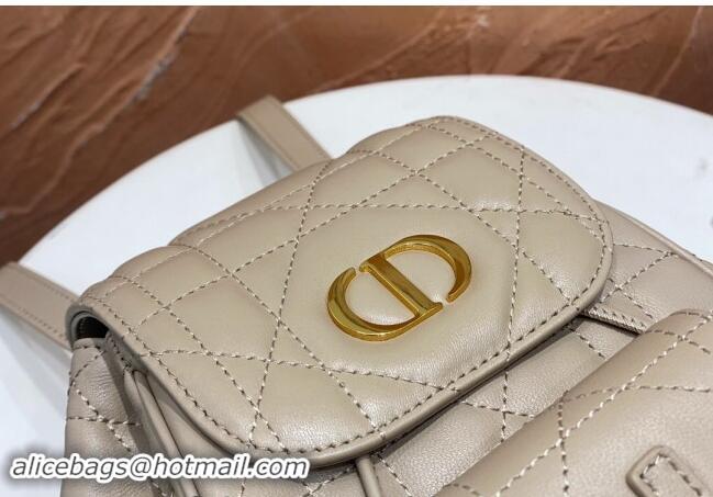 Well Crafted Dior Small Dior Caro Backpack Bag in Macrocannage Lambskin D1001 Biscuit Beige 2024