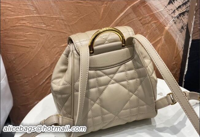 Well Crafted Dior Small Dior Caro Backpack Bag in Macrocannage Lambskin D1001 Biscuit Beige 2024