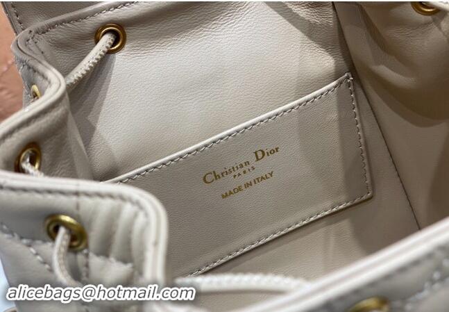 Well Crafted Dior Small Dior Caro Backpack Bag in Macrocannage Lambskin D1001 Biscuit Beige 2024