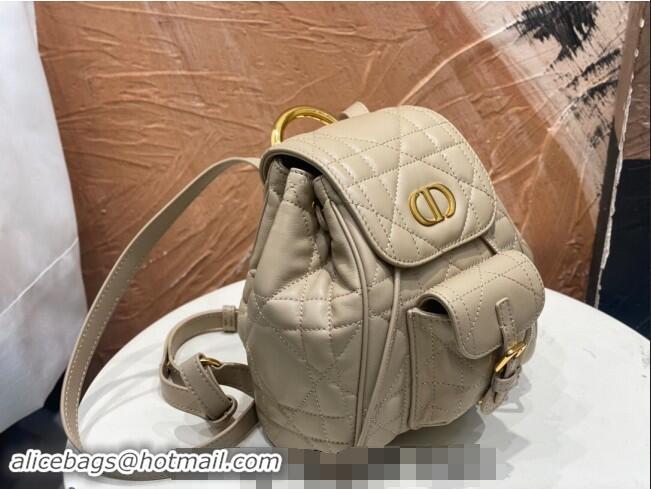 Well Crafted Dior Small Dior Caro Backpack Bag in Macrocannage Lambskin D1001 Biscuit Beige 2024