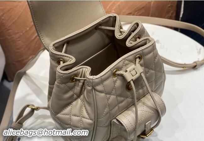 Well Crafted Dior Small Dior Caro Backpack Bag in Macrocannage Lambskin D1001 Biscuit Beige 2024