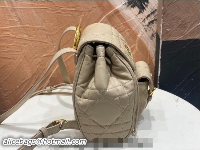 Well Crafted Dior Small Dior Caro Backpack Bag in Macrocannage Lambskin D1001 Biscuit Beige 2024