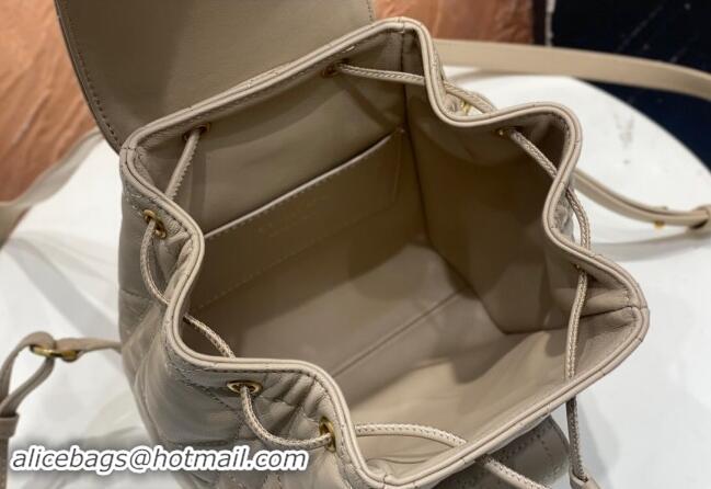 Well Crafted Dior Small Dior Caro Backpack Bag in Macrocannage Lambskin D1001 Biscuit Beige 2024