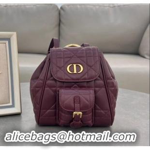 Buy Fashionable Dior Small Dior Caro Backpack Bag in Macrocannage Lambskin D1001 Dark Burgundy 2024