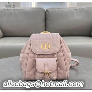 Discount Dior Small Dior Caro Backpack Bag in Macrocannage Lambskin D1001 Light Pink 2024