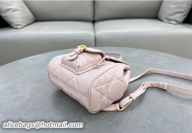 Discount Dior Small Dior Caro Backpack Bag in Macrocannage Lambskin D1001 Light Pink 2024