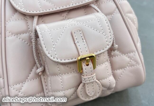 Discount Dior Small Dior Caro Backpack Bag in Macrocannage Lambskin D1001 Light Pink 2024