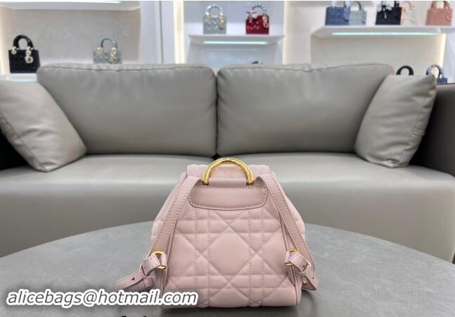 Discount Dior Small Dior Caro Backpack Bag in Macrocannage Lambskin D1001 Light Pink 2024