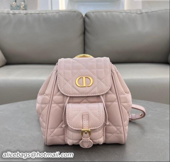 Discount Dior Small Dior Caro Backpack Bag in Macrocannage Lambskin D1001 Light Pink 2024