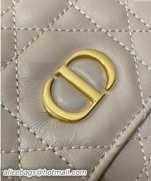 Top Grade Dior Medium Dior Caro Backpack Bag in Macrocannage Lambskin D1002 Beige 2024