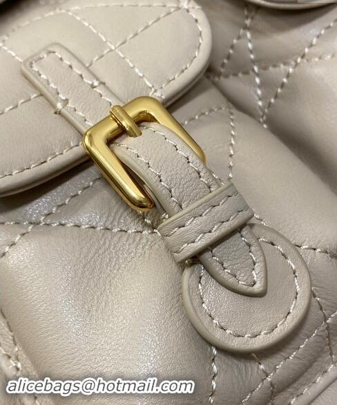 Top Grade Dior Medium Dior Caro Backpack Bag in Macrocannage Lambskin D1002 Beige 2024