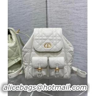 Original Cheap Dior Medium Dior Caro Backpack Bag in Macrocannage Lambskin D1002 White 2024