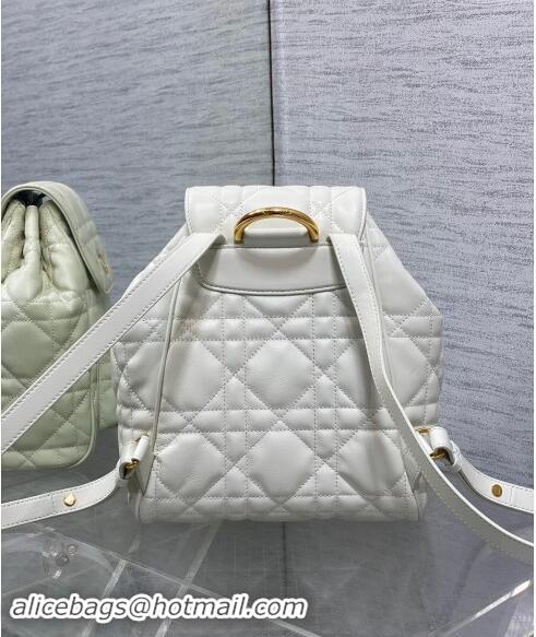 Original Cheap Dior Medium Dior Caro Backpack Bag in Macrocannage Lambskin D1002 White 2024