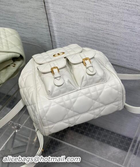 Original Cheap Dior Medium Dior Caro Backpack Bag in Macrocannage Lambskin D1002 White 2024