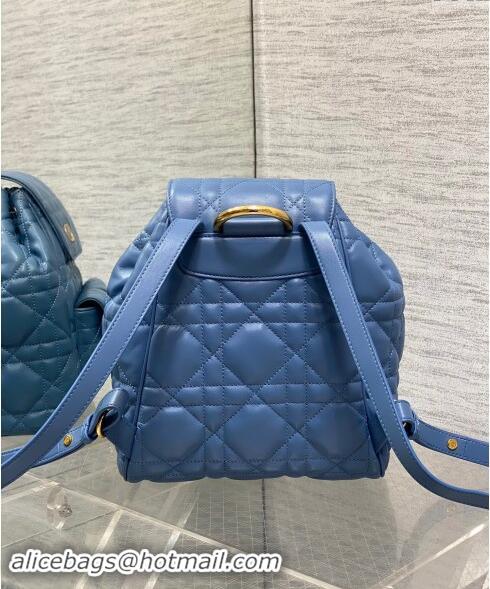 Luxury Cheap Dior Medium Dior Caro Backpack Bag in Macrocannage Lambskin D1002 Blue 2024