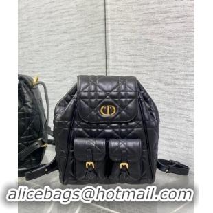 Well Crafted Dior Medium Dior Caro Backpack Bag in Macrocannage Lambskin D1002 Black 2024