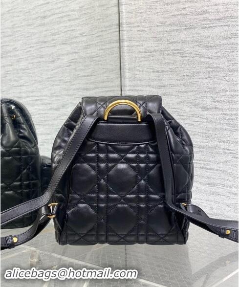 Well Crafted Dior Medium Dior Caro Backpack Bag in Macrocannage Lambskin D1002 Black 2024