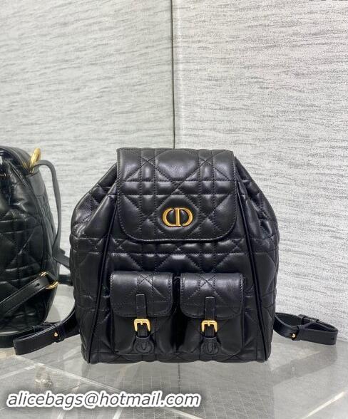 Well Crafted Dior Medium Dior Caro Backpack Bag in Macrocannage Lambskin D1002 Black 2024