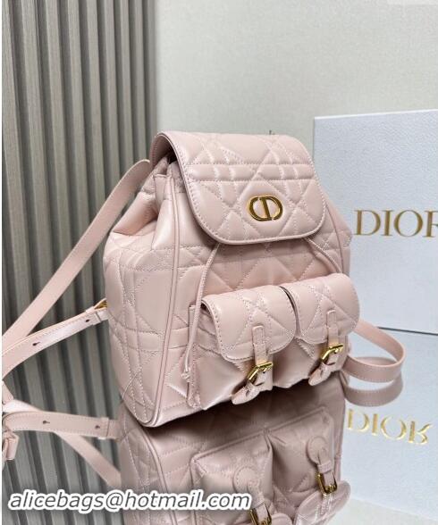 Classic Best Dior Medium Dior Caro Backpack Bag in Macrocannage Lambskin D1002 Light Pink 2024