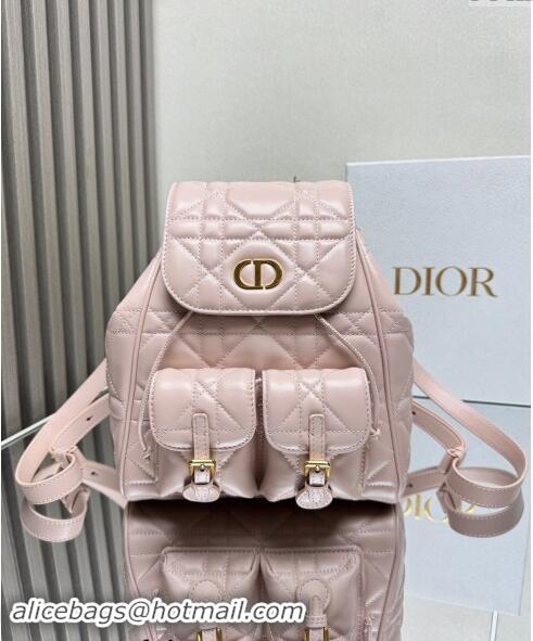 Classic Best Dior Medium Dior Caro Backpack Bag in Macrocannage Lambskin D1002 Light Pink 2024