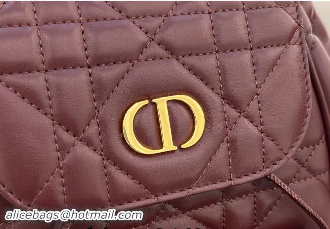 Popular Style Dior Medium Dior Caro Backpack Bag in Macrocannage Lambskin D1002 Dark Burgundy 2024