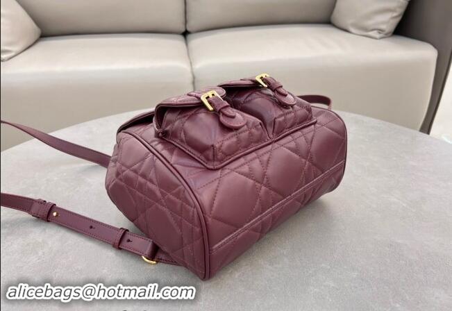 Popular Style Dior Medium Dior Caro Backpack Bag in Macrocannage Lambskin D1002 Dark Burgundy 2024