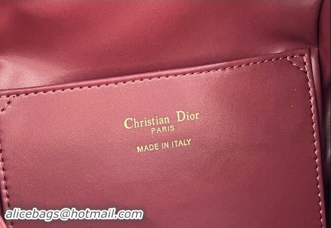 Popular Style Dior Medium Dior Caro Backpack Bag in Macrocannage Lambskin D1002 Dark Burgundy 2024