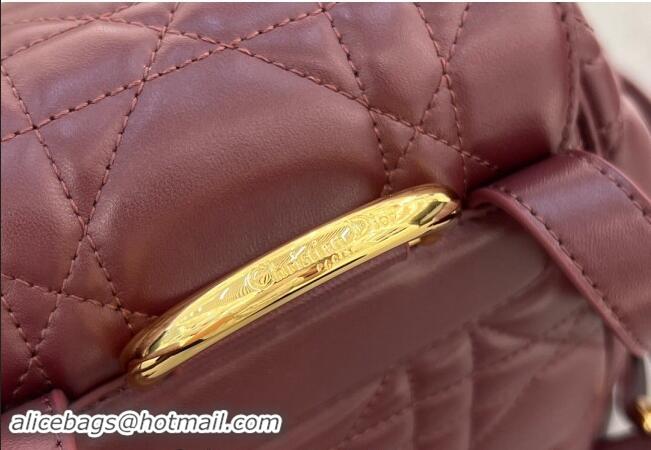 Popular Style Dior Medium Dior Caro Backpack Bag in Macrocannage Lambskin D1002 Dark Burgundy 2024