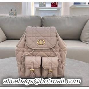 Good Quality Dior Medium Dior Caro Backpack Bag in Macrocannage Lambskin D1002 Nude Pink 2024