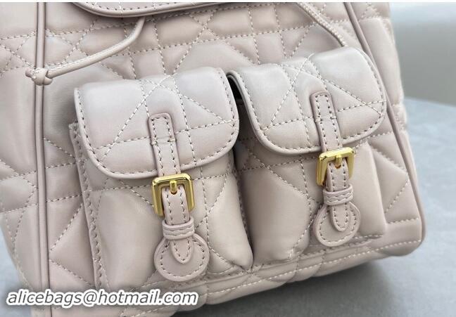 Good Quality Dior Medium Dior Caro Backpack Bag in Macrocannage Lambskin D1002 Nude Pink 2024