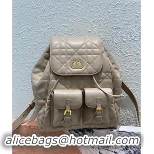 Most Popular Dior Medium Dior Caro Backpack Bag in Macrocannage Lambskin D1002 Biscuit Beige 2024