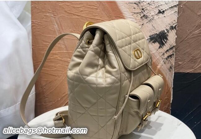 Most Popular Dior Medium Dior Caro Backpack Bag in Macrocannage Lambskin D1002 Biscuit Beige 2024