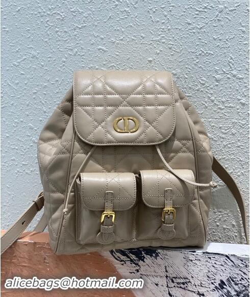 Most Popular Dior Medium Dior Caro Backpack Bag in Macrocannage Lambskin D1002 Biscuit Beige 2024