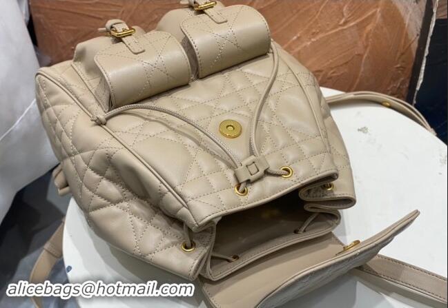 Most Popular Dior Medium Dior Caro Backpack Bag in Macrocannage Lambskin D1002 Biscuit Beige 2024