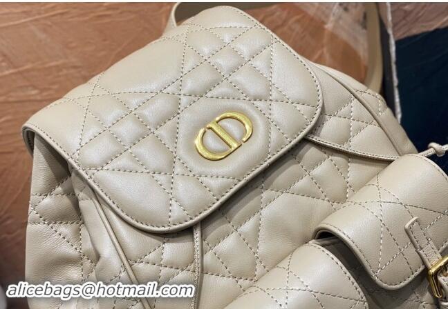 Most Popular Dior Medium Dior Caro Backpack Bag in Macrocannage Lambskin D1002 Biscuit Beige 2024