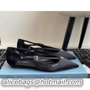 Perfect Prada Satin cut-out ballerinas flats Black 115097