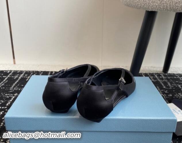 Perfect Prada Satin cut-out ballerinas flats Black 115097