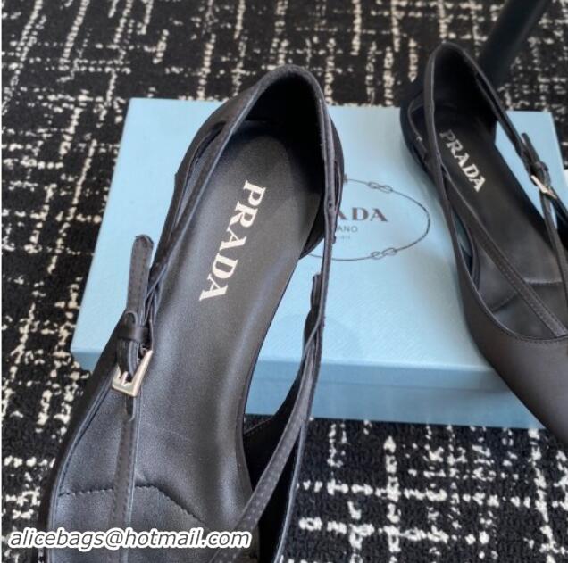 Perfect Prada Satin cut-out ballerinas flats Black 115097