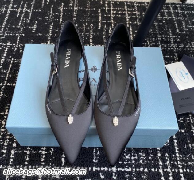 Perfect Prada Satin cut-out ballerinas flats Black 115097