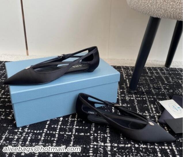 Perfect Prada Satin cut-out ballerinas flats Black 115097