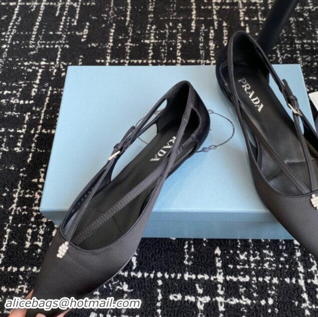 Perfect Prada Satin cut-out ballerinas flats Black 115097