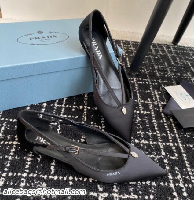 Perfect Prada Satin cut-out ballerinas flats Black 115097