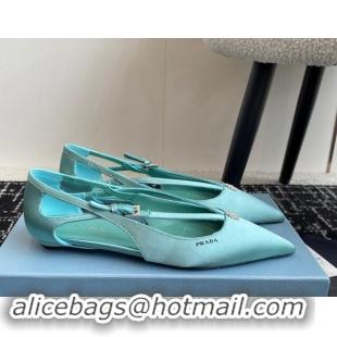 Good Quality Prada Satin cut-out ballerinas flats Lake Blue 115096